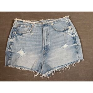 Gap Festival Short Sky High Rise Light Wash Denim Cut Off Shorts Size 28 6 Reg.